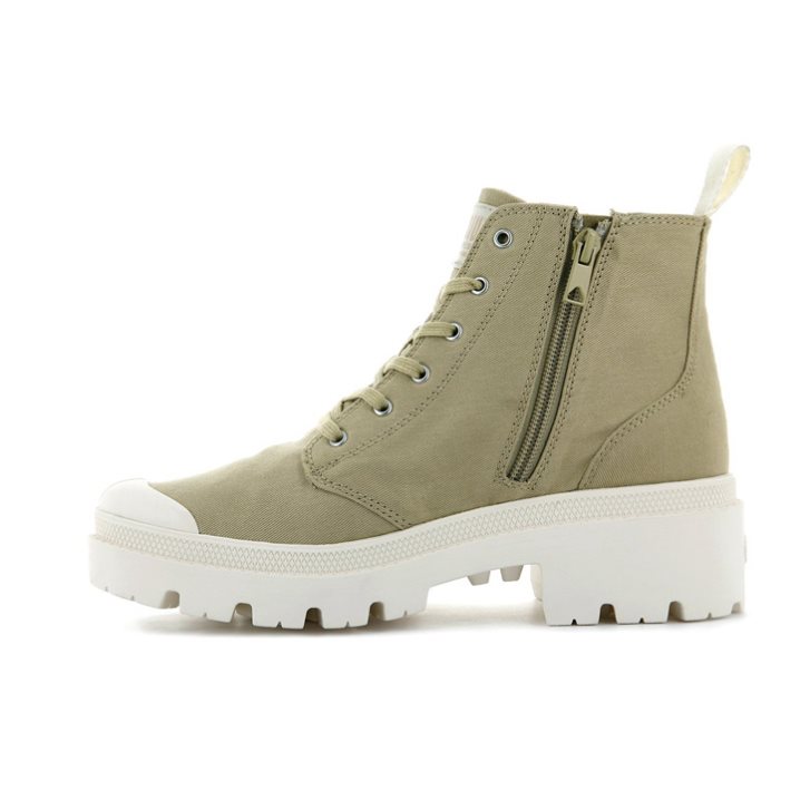 Bottes Palladium Pallabase Twill Femme Vert Olive | FR VFX098E